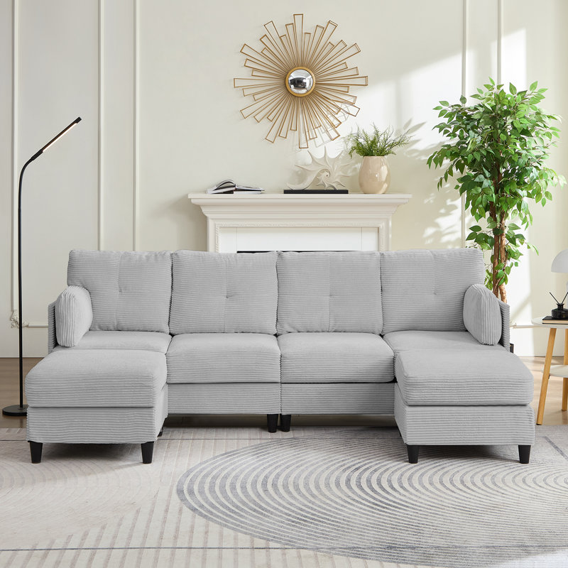 5 Seater Chenille Sectional, gray