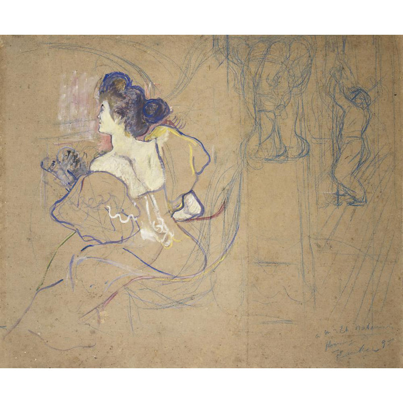 "Mme Thaddeus Nathanson" par Henri De Toulouse-Lautrec - Toile tendue avec châssis, H 24 po x l 17 po