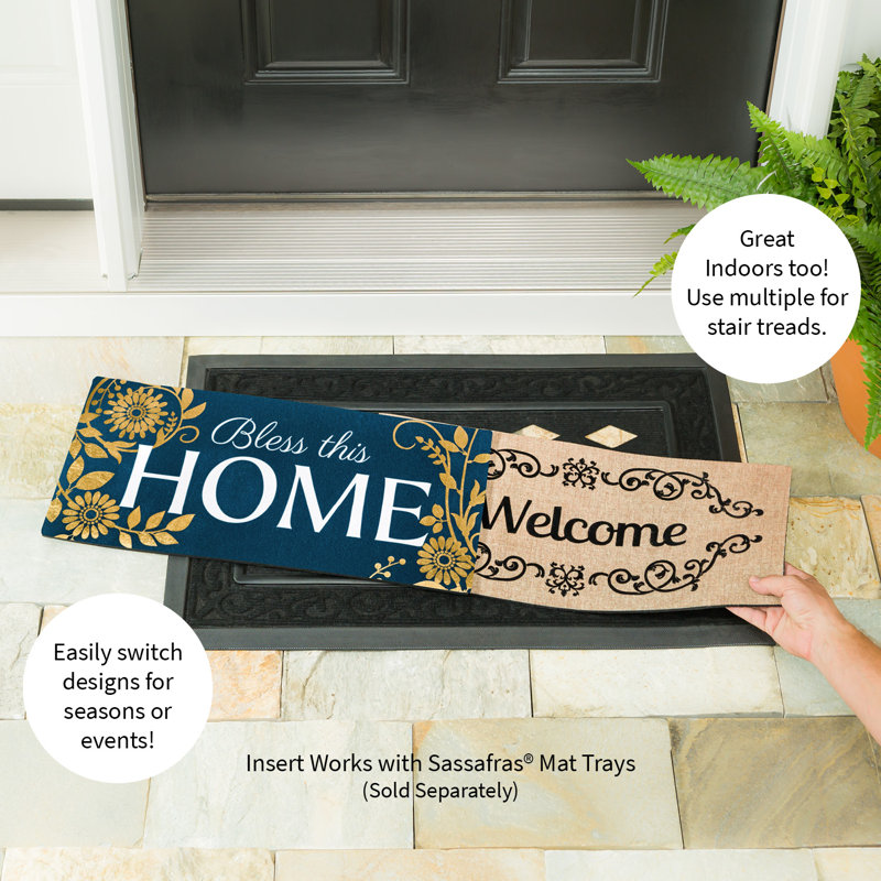 Tapis d'entrée / extérieur antidérapant Welcome Bless This Home Sassafras 22 po x 10 po