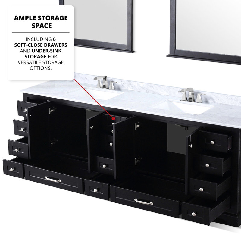 84 In. W X 22 D Double Bath Vanity With 34 Mirrors - Two Interior Cabinets, Fourteen Drawers For Engaging Storage Elegant