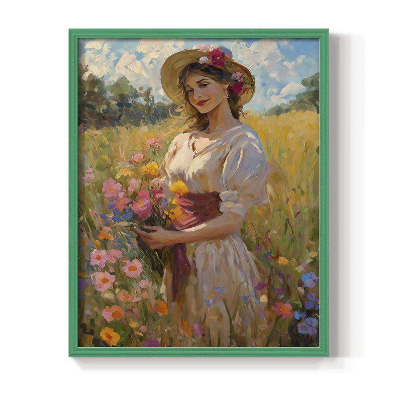 Reproduction encadrée WOMEN Series CCXCIV - bois massif, Vert, H 15 po x l 12 po