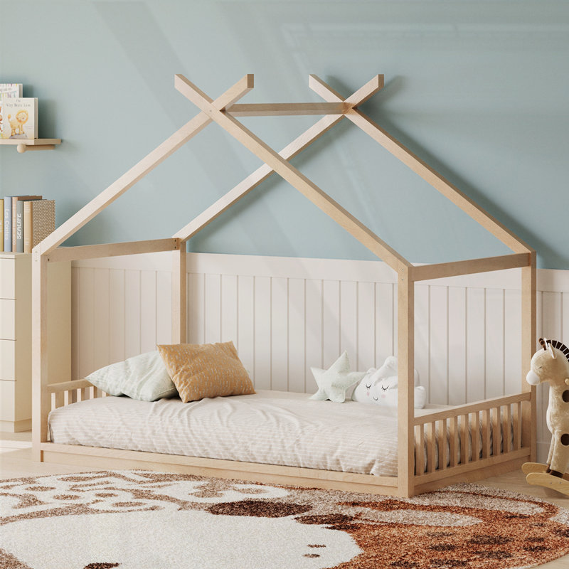 Structure de lit Montessori Style House, Naturel, Simple