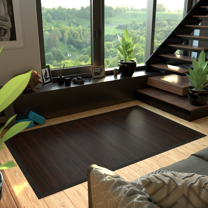 Locher Bamboo Area Rug, Rectangle 5' x 8', Mocha