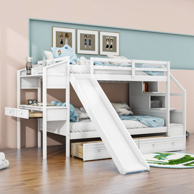 Janayiah Twin over Twin 4 Drawer Standard Bunk Bed with Built-in-Desk by Harriet Bee by Harriet Bee
