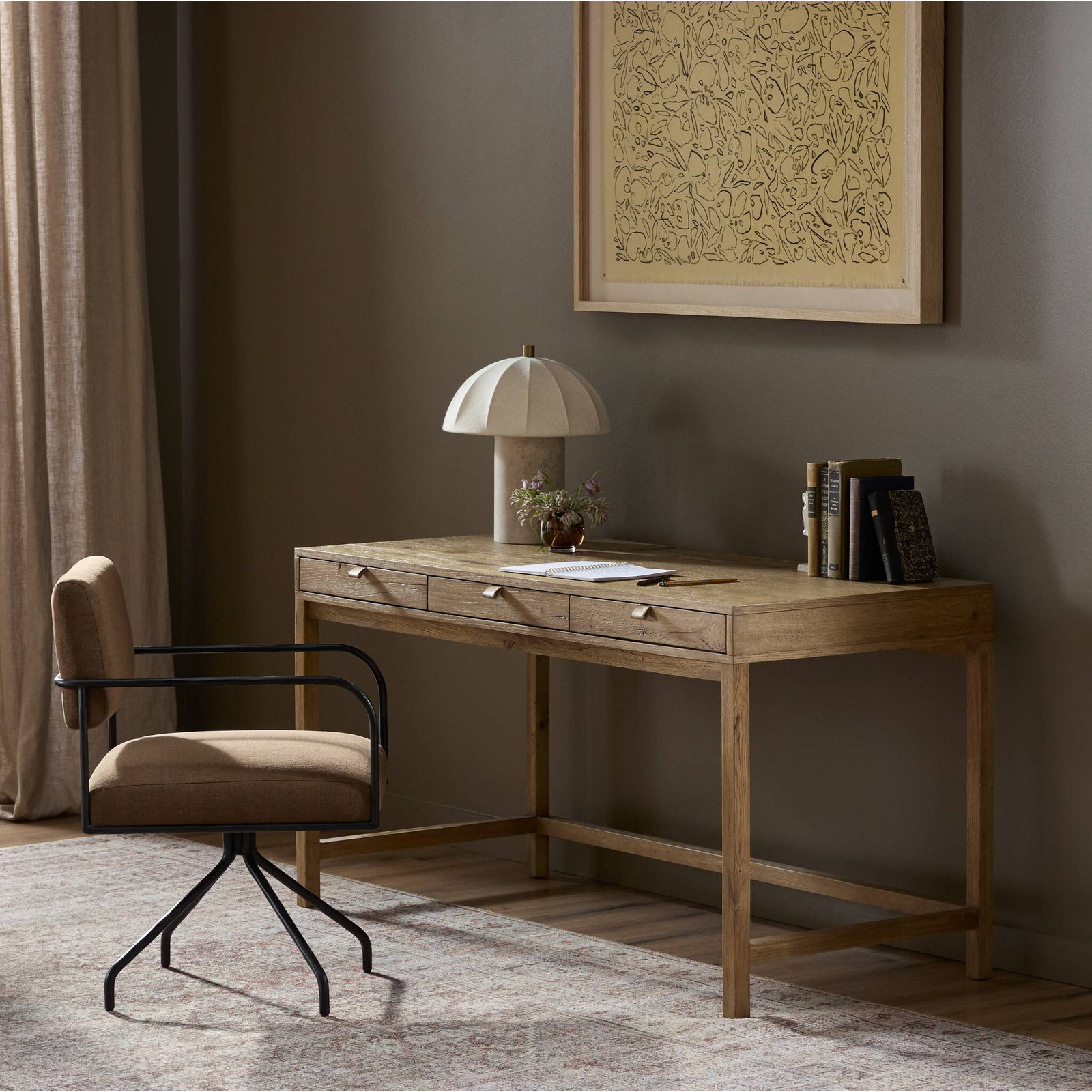 Stefano Writing Desk-Worn Oak