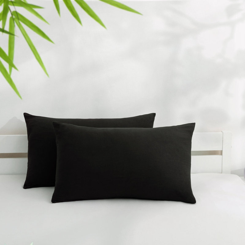 Cooling Rayon From Bamboo Soft Comfortable Pillowcases, Black, King Pillow Case