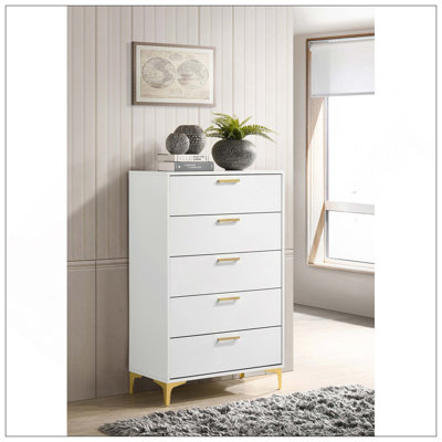 Commode rectangulaire blanche à 5 tiroirs Karena