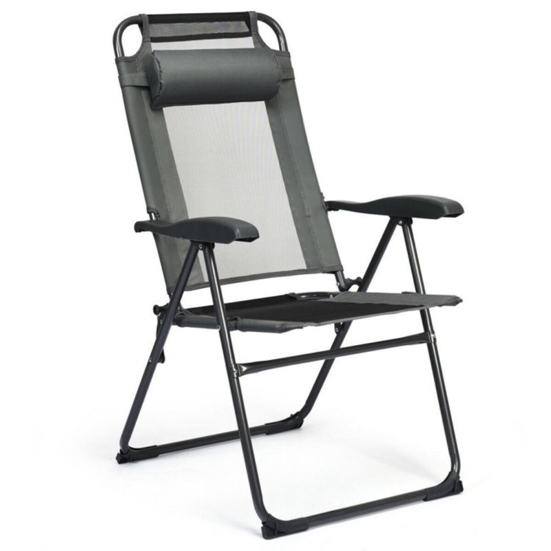 4 Pieces Patio Garden Adjustable Reclining Folding Chairs With Headrests