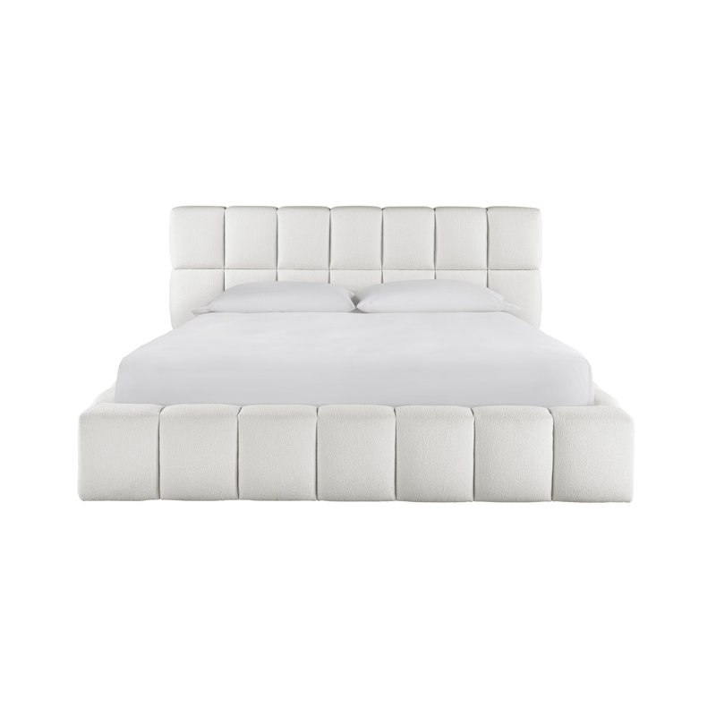 Canberra Ivory Upholstered Queen Bed with Headboard