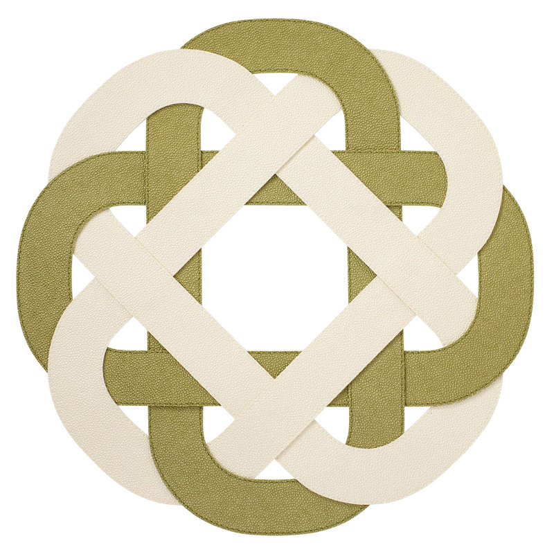 Primrose 100% Pthalate-free Vinyl Round Placemats, White;Willow