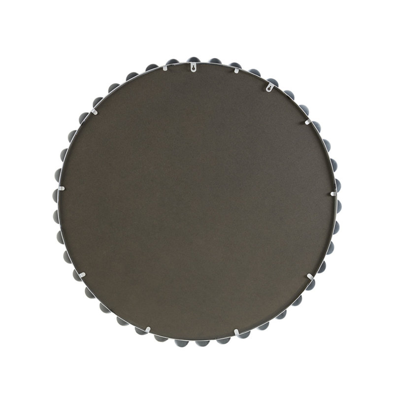 Beaded Round Wall Mirror 36"D, Silver