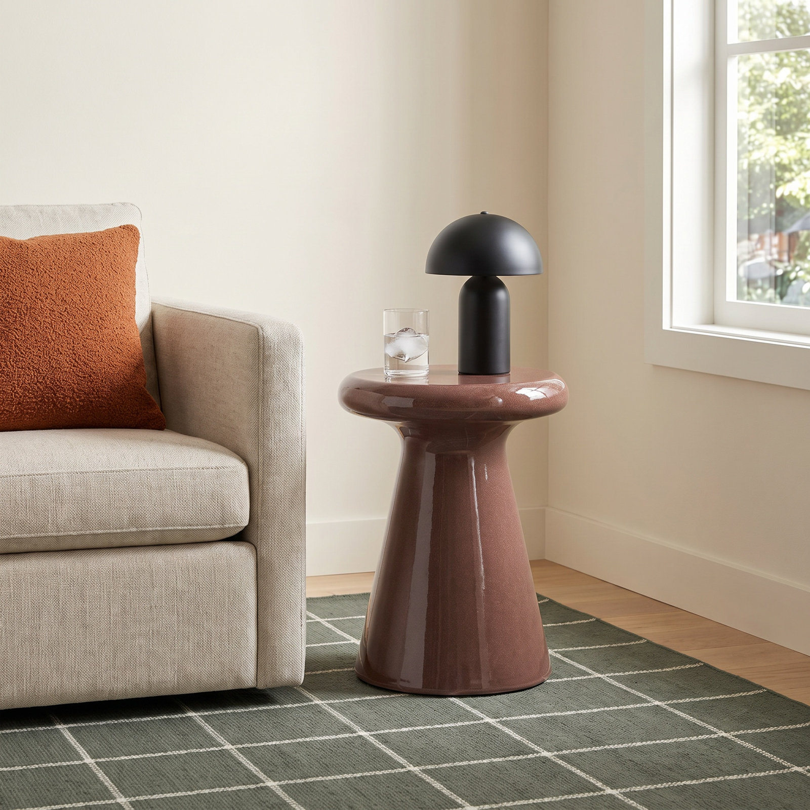 Gibraltar End Table, Smooth Red Concrete