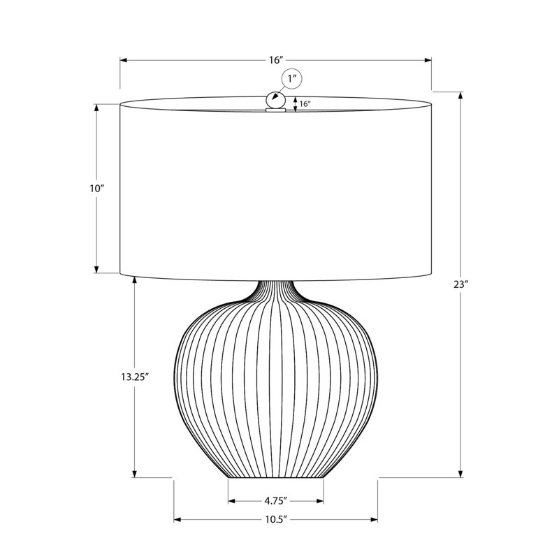 23" Black Ceramic Table Lamp with Black Shade
