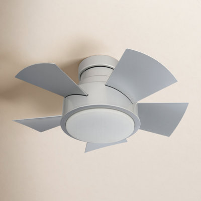 Vox 5 - Blade Indoor/Outdoor Smart Flush Mount Ceiling Fan with Remote Control and LED Light Kit, Works With Alexa and iOS or Android App
