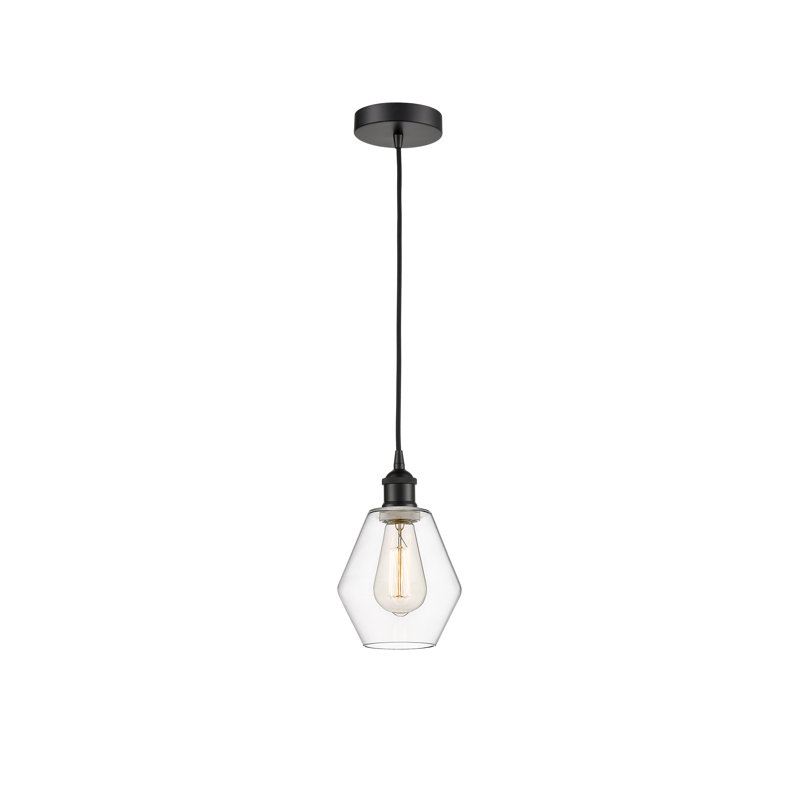 Luminaire suspendu 1 lumière Gabbie, Transparent, Noir mat