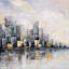 «Abstract Cityscape in the Morning», reproduction d'art sur toile encadrée pour la maison