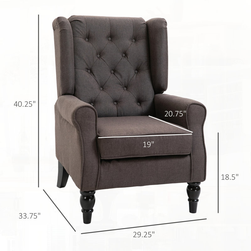 Button-Tufted Lounge Chair,Wingback Accent Chair, Brown