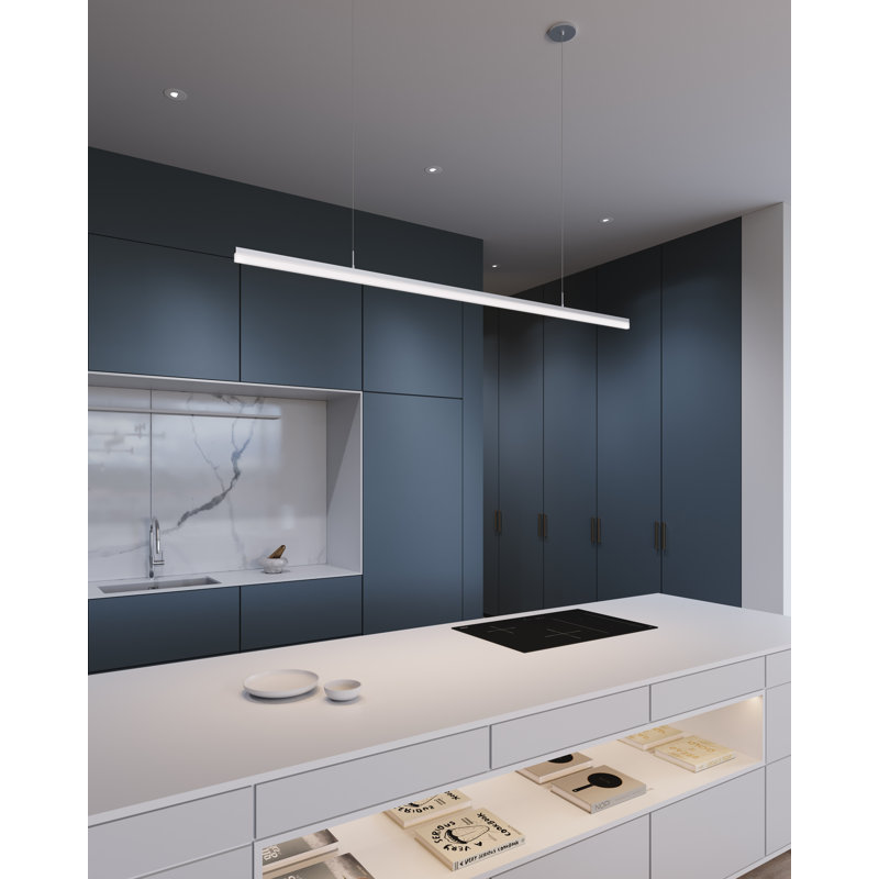 Stiletto 1 - Light LED Pendant, Bright Satin Aluminum, 1.75" H x 71.5" W x 0.75" D