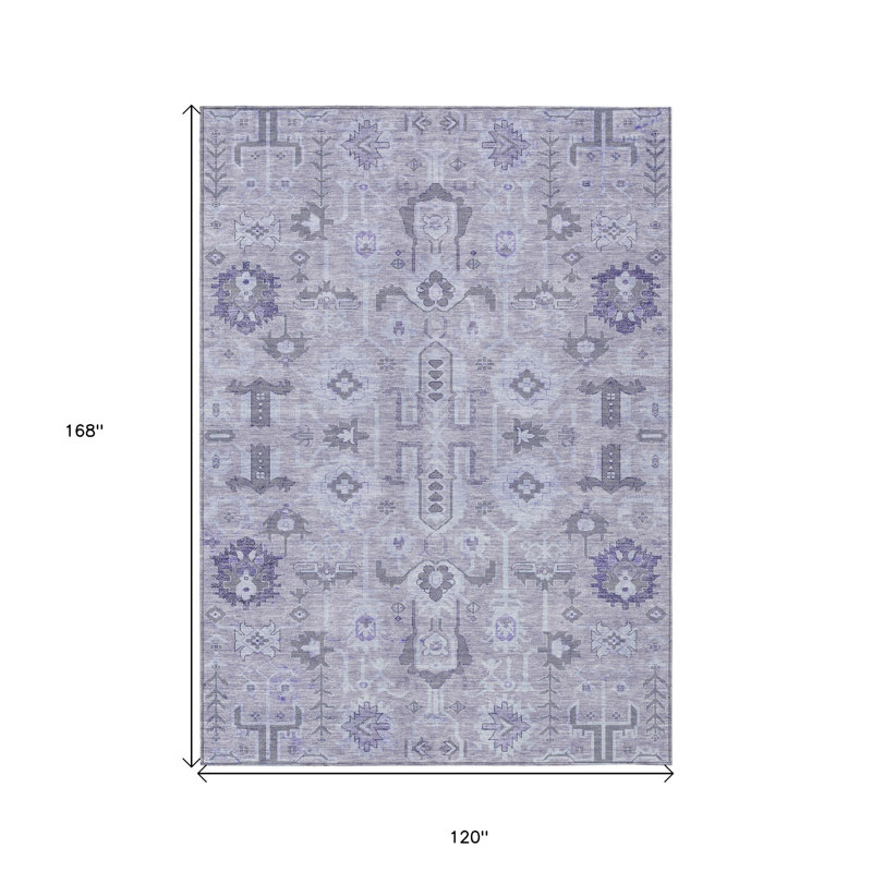 Tapis lavable oriental mauve et gris oriental lavable 10 pi x 14 pi