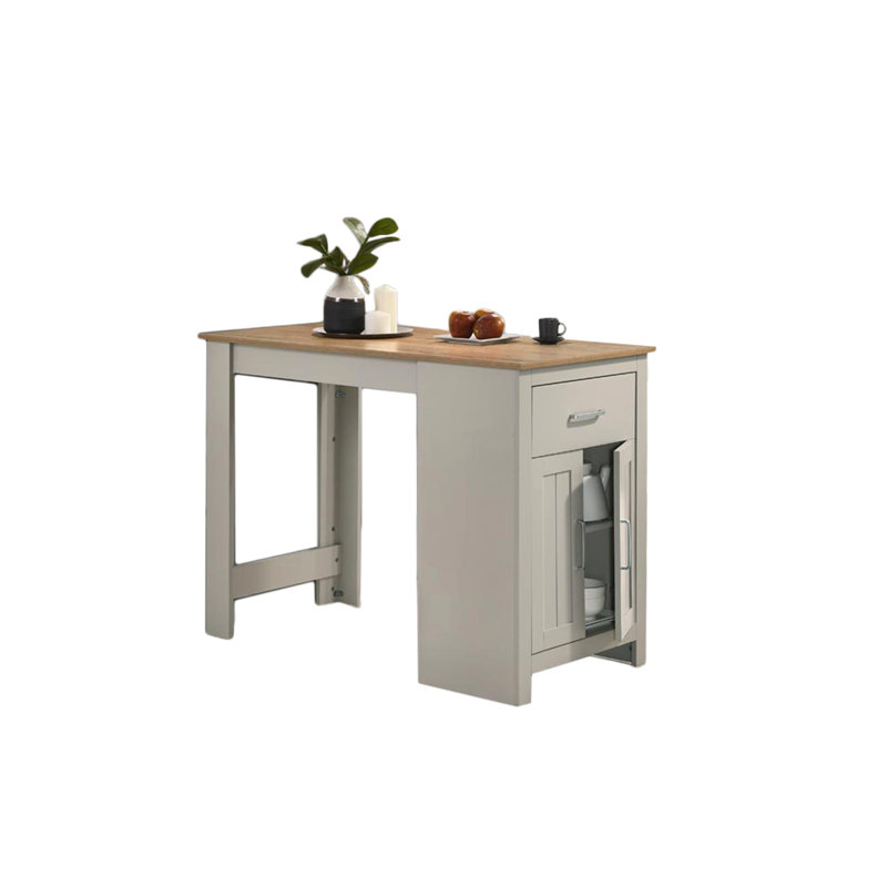 Alfonso 47" Light Gray Small Space Counter Height Dining Table With Cabinet And Drawer Storage, Light Gray