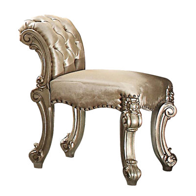 Graceful Gold Patina & Bone Vanity Seat With Nailhead Trim Classic And Back