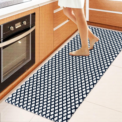 Luxurious Woven Cotton Cushioned Thiclk Kitchen Mat Runner Rug - Anti-Fatigue, Anti-Skid, - 18''X48''