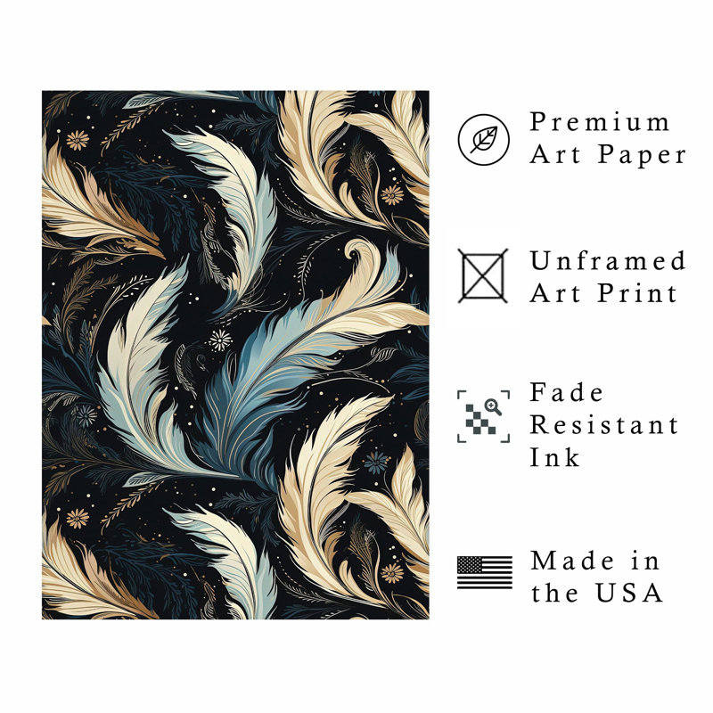 «Fashion and Glam Luxe Feathers VI Bohemian», reproduction d'art non encadrée