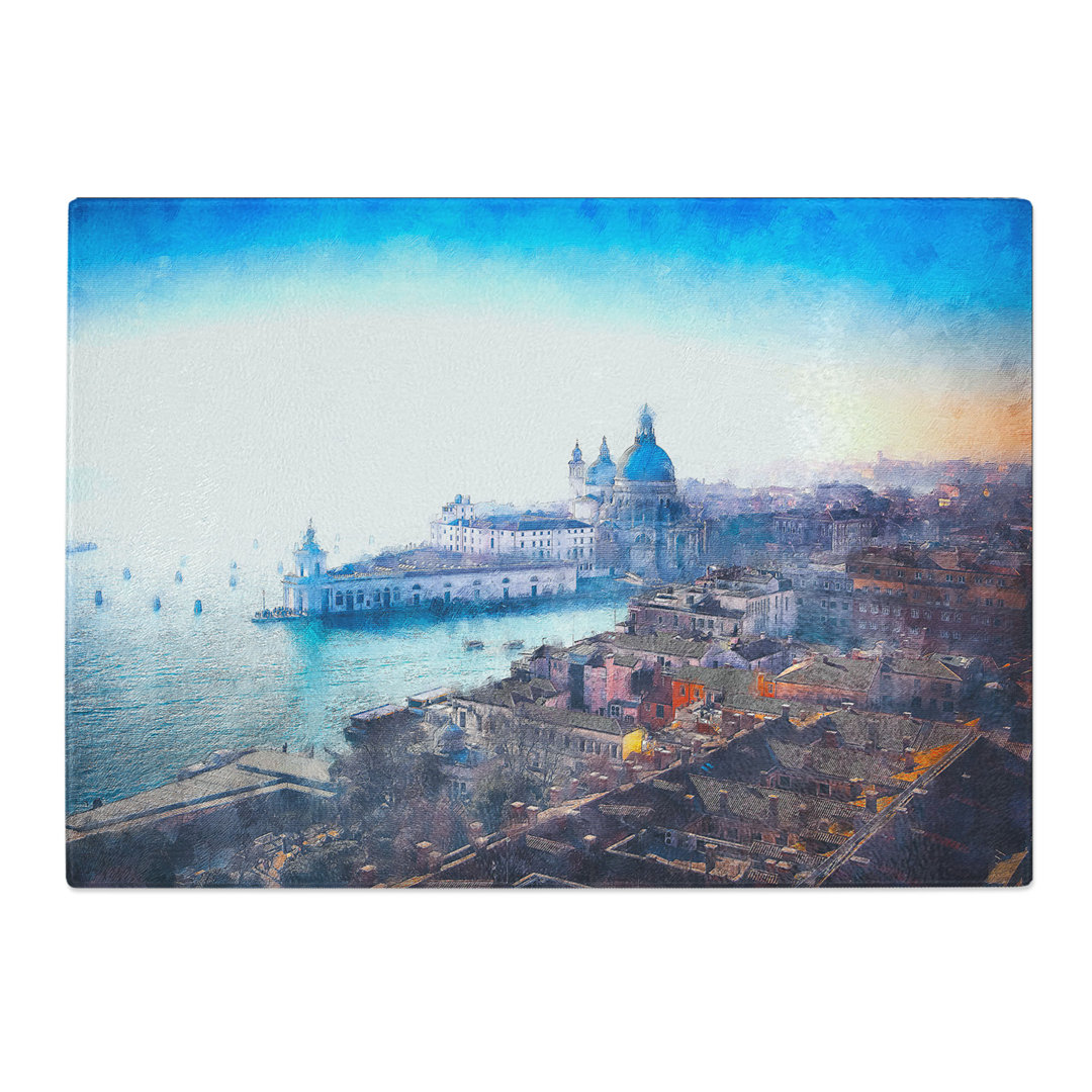Tempered Glass Venice Italy Skyline Painting Chopping Board