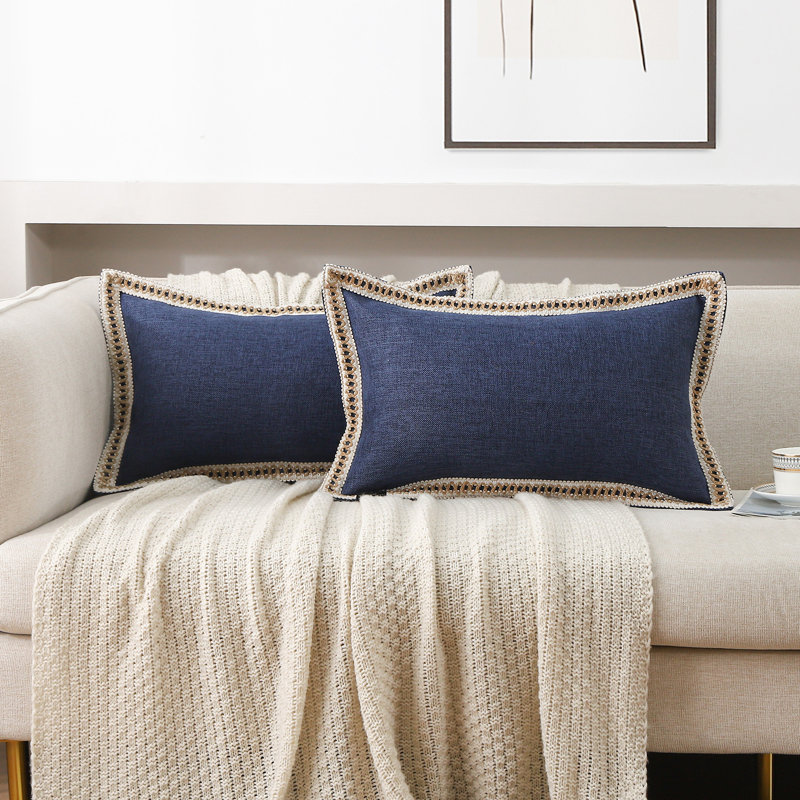 Color Pillow Cover, Navy, Rectangle 12"H x 20"W