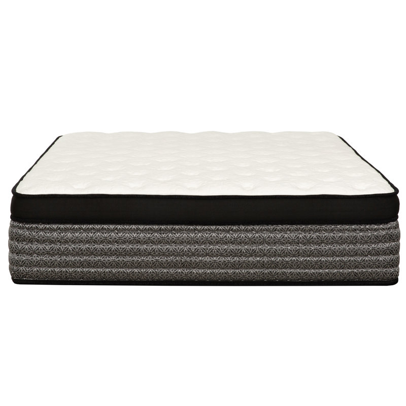 Premium 16 po Matelas hybride à ressorts ensachés, grand, matelas en mousse viscoélastique imprégnée de gel, blanc / gris