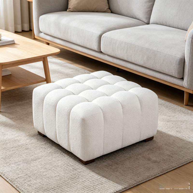 White Boucle Multipurpose Ottoman