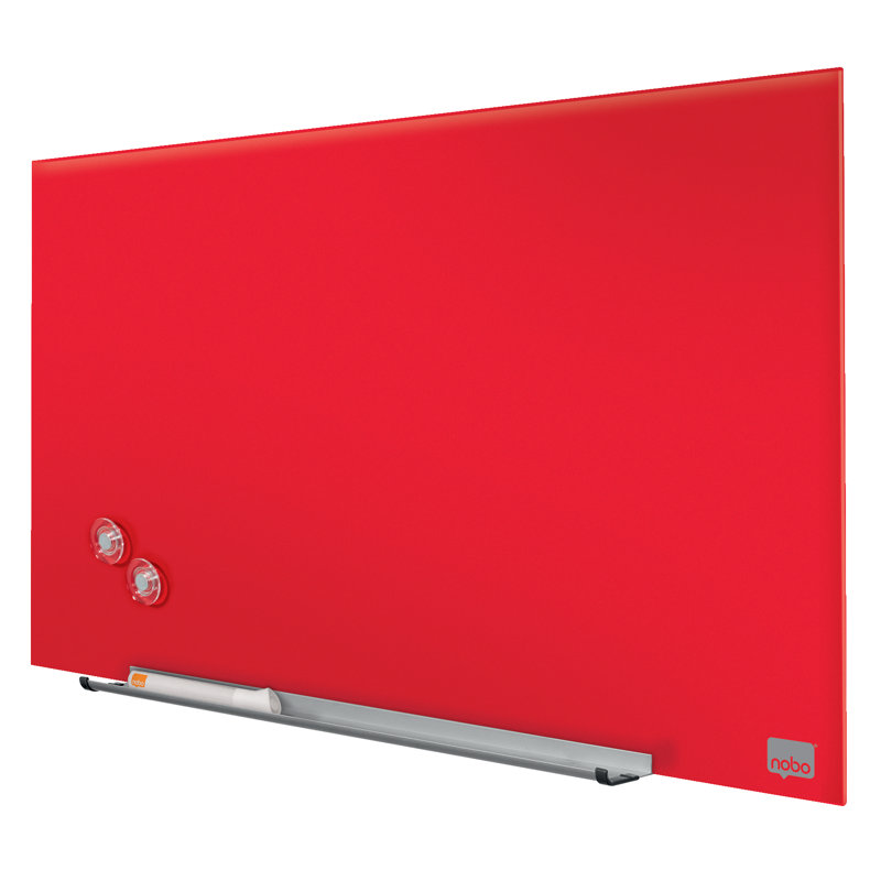 Wall Mounted Magnetic Glass Board, White, 71.1cm H x 126cm L