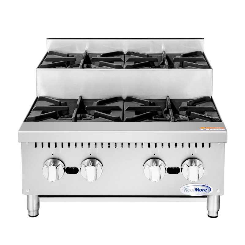 24 in. Commercial Four-Burner Step Up Range, 104000 BTU in Stainless-Steel (KM-CRSU-24)