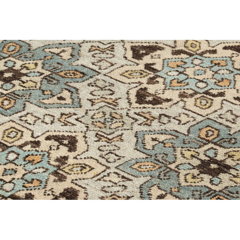 Rug & Kilim’S Caucasian Style Custom Rug In Blue With Geometric Medallions, Square 4'