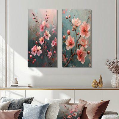Ensemble de 2 pièces d'art mural rose et gris