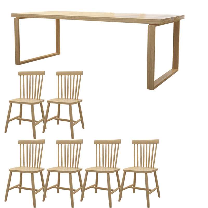 Ensemble de table de salle à manger en bois massif de style nordique, H 29,5 po x L 62,9 po x l 27,5 po
