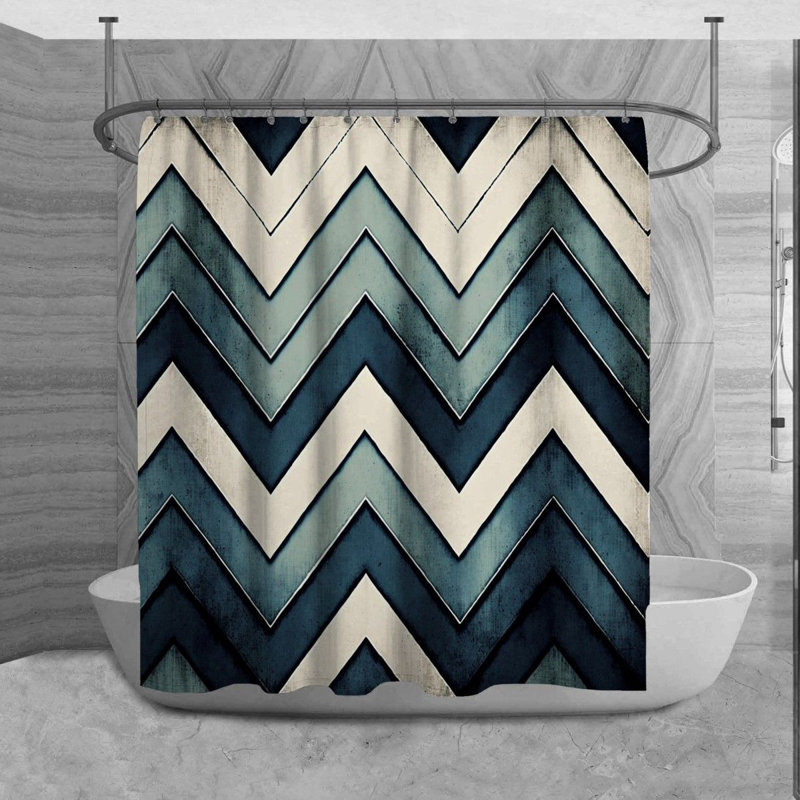 Rideau de douche Caleta, H 73 po x l 70 po, Bleu / marine