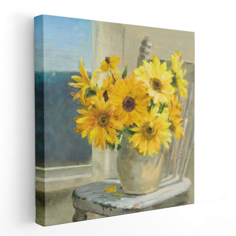 Sunflowers by the Sea - reproduction d'art sur toile, H 12 po x l 12 po