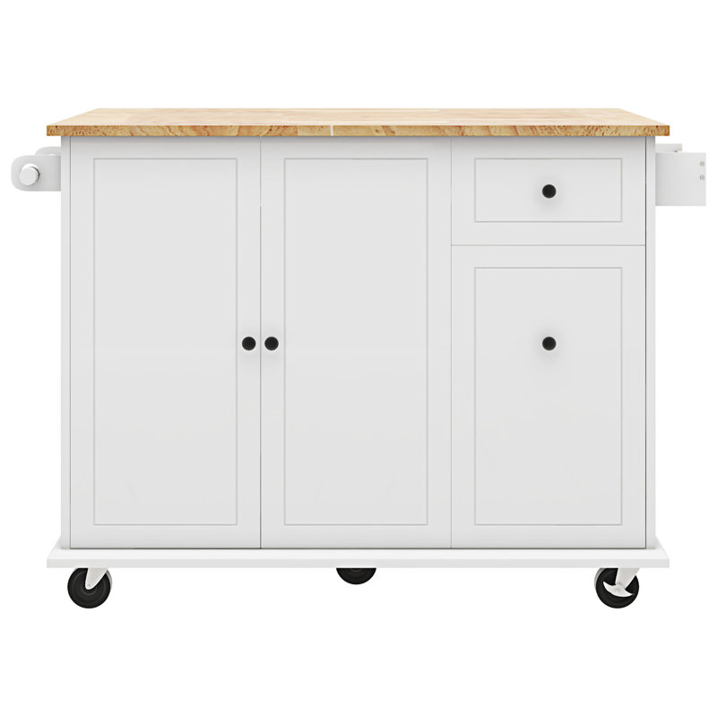 Kitchen Island With Drop Leaf(No Include Stool), White