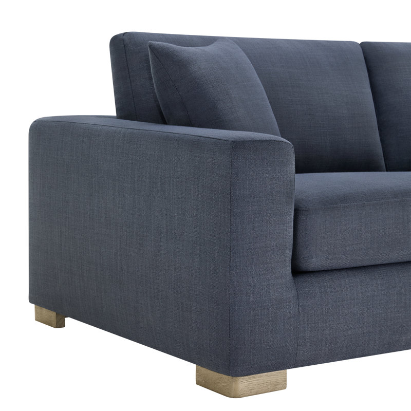  84'' Upholstered Sofa with Solid Wood Legs, Effie lndigo
