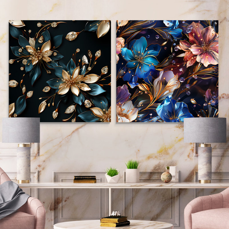 Zelem - Ensemble de 2 art mural en verre acrylique, H 16 po x l 33 po