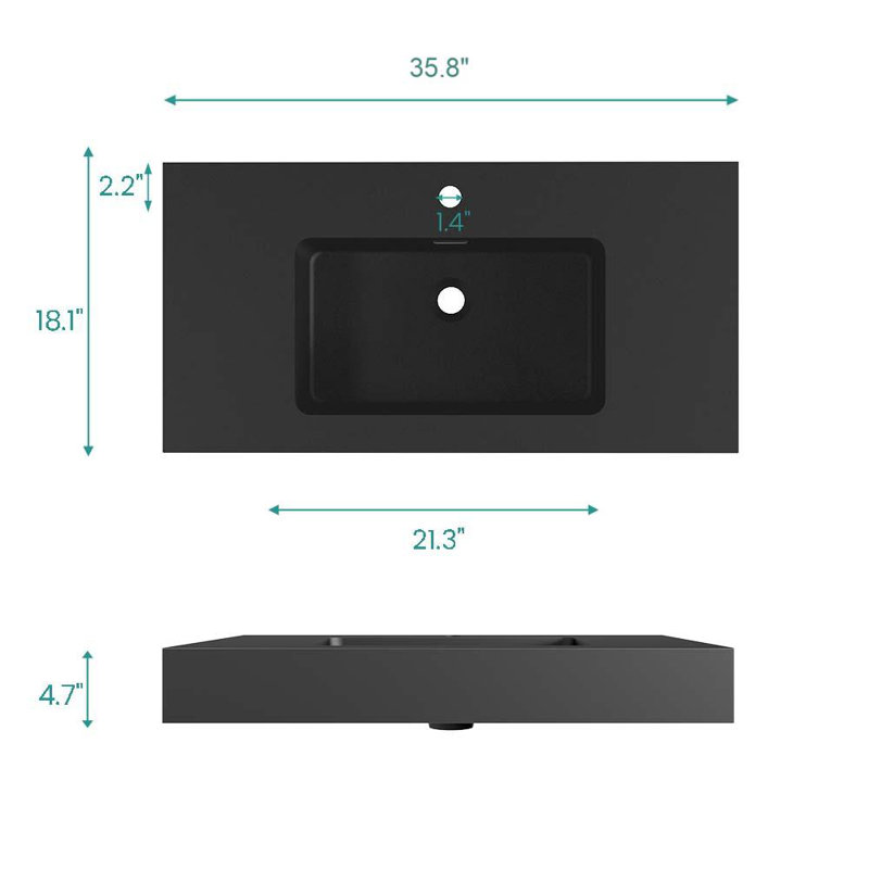Évier intégré SiK 36 po sans robinet SiK, Noir
