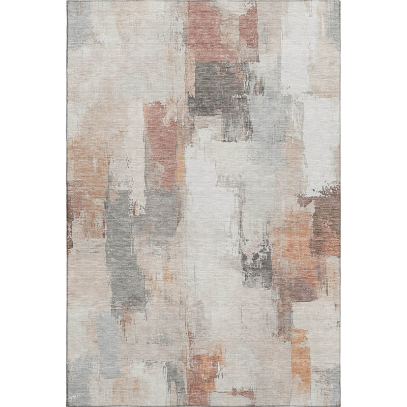 Premium Machine Washable Pinkston Abstract Rug, Rectangle 10' x 14'
