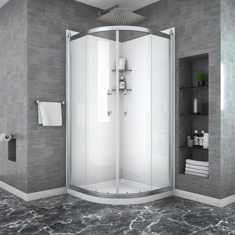 Porte de douche 36 po x 72 po avec cabine de douche encadrée en chrome 1/4 po (6 mm)