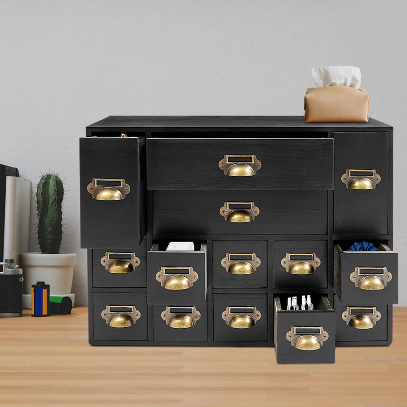 Armoire de rangement 14 tiroirs, Noir, noir, noir, noir