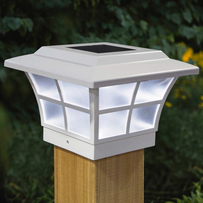 Prestige Solar Powered Integrated LED Fence Post Cap Light 4 in. x 4 in. with Base Adapter Included