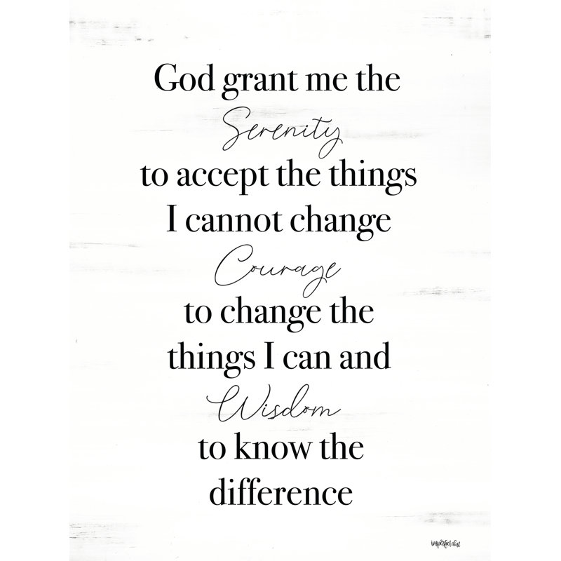 "Serenity Prayer On Canvas" par imperfect Dust, art textuel, H 12 po x l 8 po