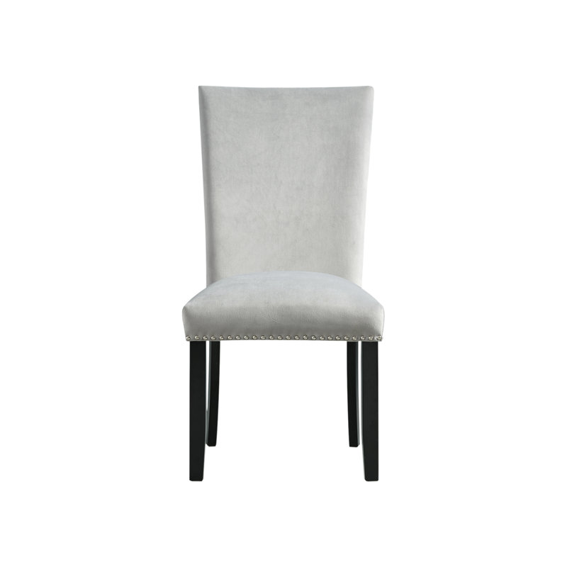 Chaise rembourrée en velours Biggs, Gris