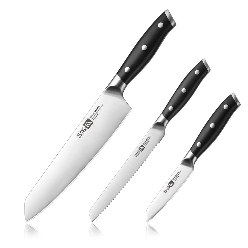 Klaus Meyer Stahl 3 Piece Knife Set, Black