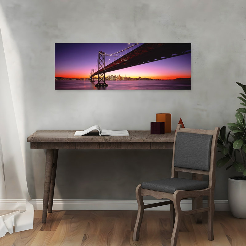 Bay Bridge, San Francisco, Ca, États-Unis, art contemporain abstrait, art mural, H 12 po x l 36 po